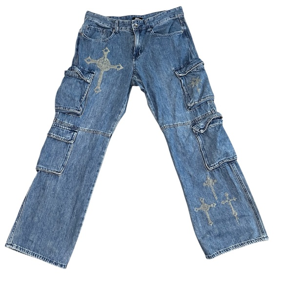 Social Collision Other - Social Collision Hot Topic Cross Design Cargo Jeans | Size 32